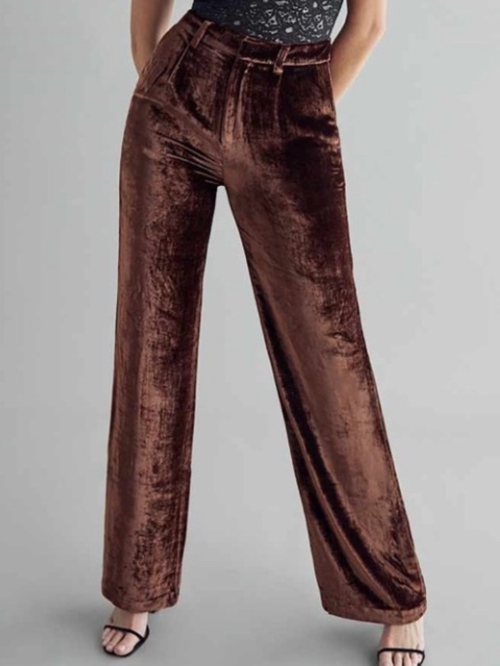 Reformation Wes Velvet Wide Leg Pants Brown Size 10 NWOT